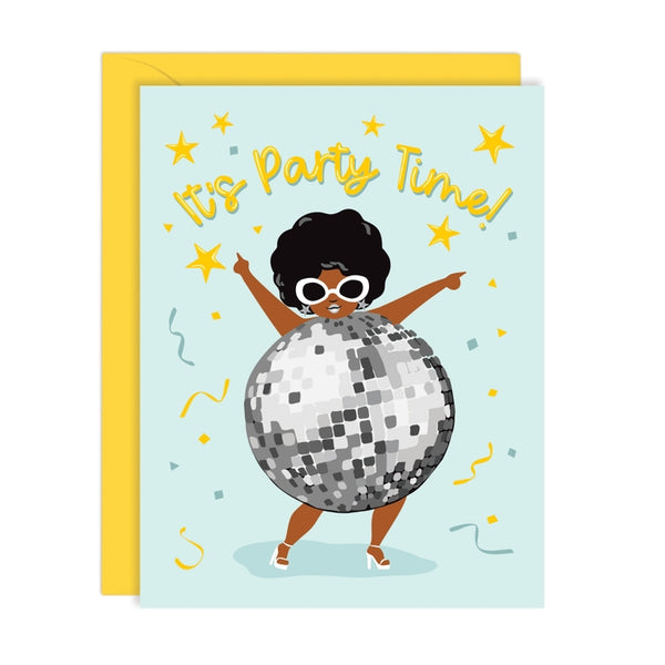 Disco Ball Party Girl Card