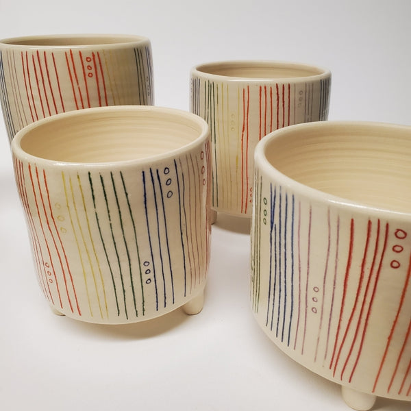 Handmade Ceramic Rainbow Stripe Planter