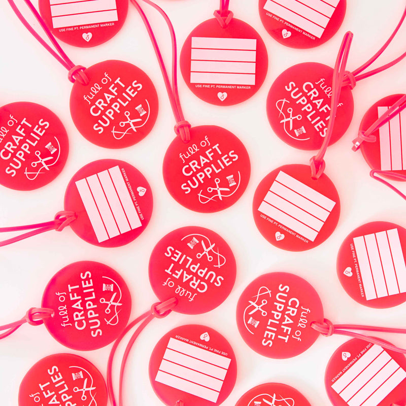 Full of Craft Neon Pink Supplies Luggage Tag