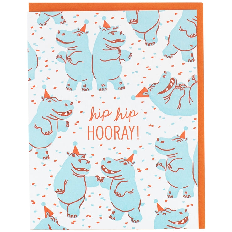 birthday card with dancing hippos