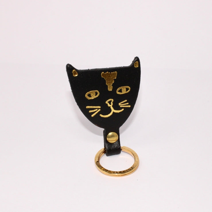 Leather Cat Keychain | Black
