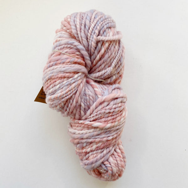 Pink and Purple Hand-Spun Bulky Targhee Wool Yarn