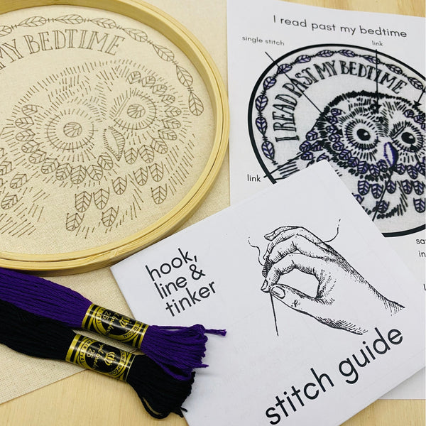 I Read Past My Bedtime Embroidery Kit