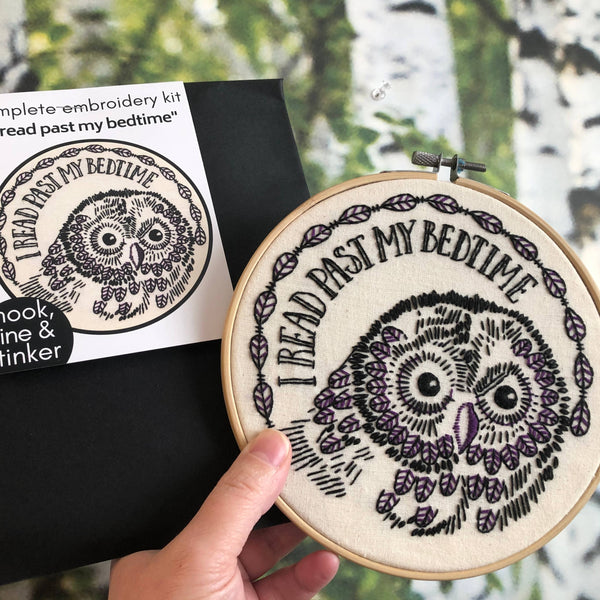 I Read Past My Bedtime Embroidery Kit