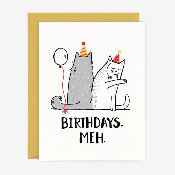 Birthday cards with unenthusiastic cats