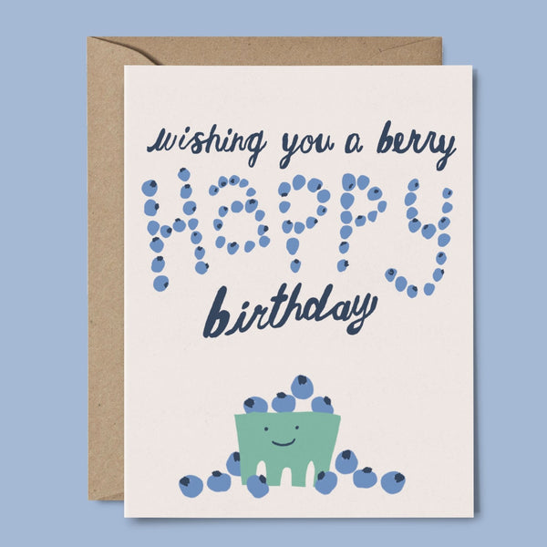 birthday card with happy blueberries