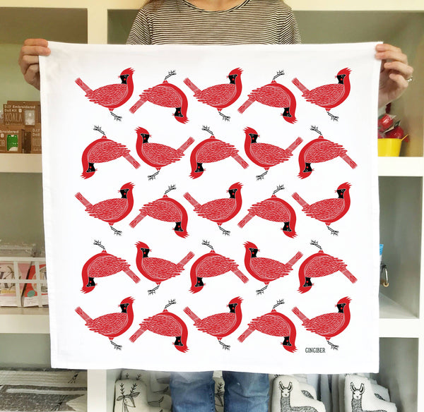 Tea towel with cardinal design