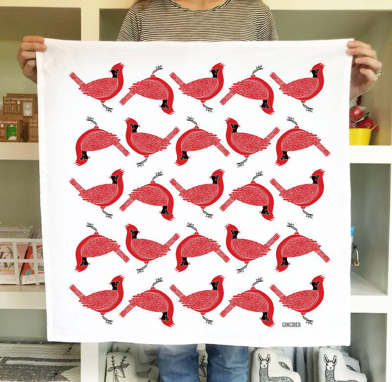 Tea towel with cardinal design