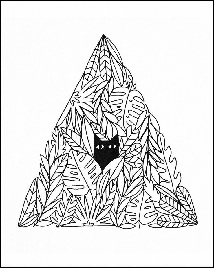 Cat Pyramid black and white Art Print 