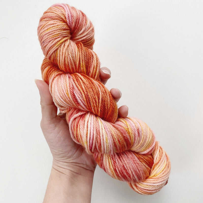 Orange Sunset Hand-Dyed Merino Worsted Weight Yarn