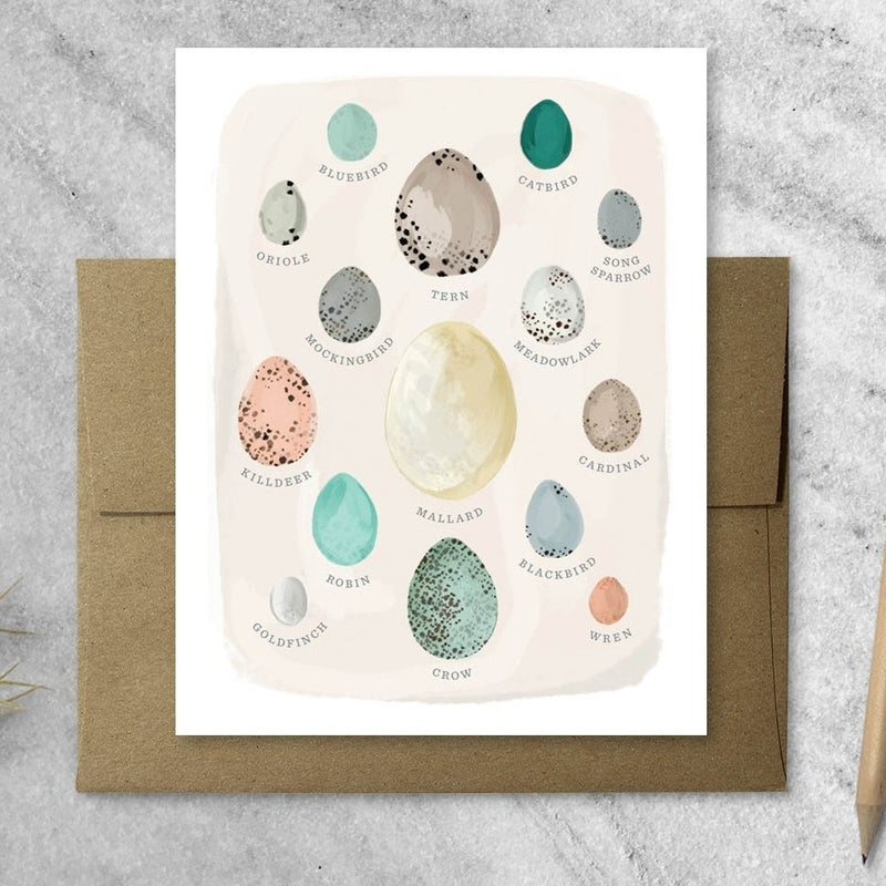 greeting card with egg specimens