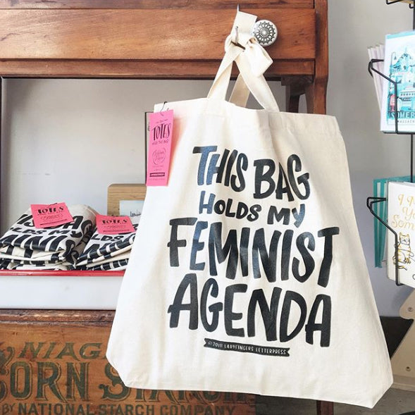 Feminist Agenda Tote Bag - Canvas with black lettering