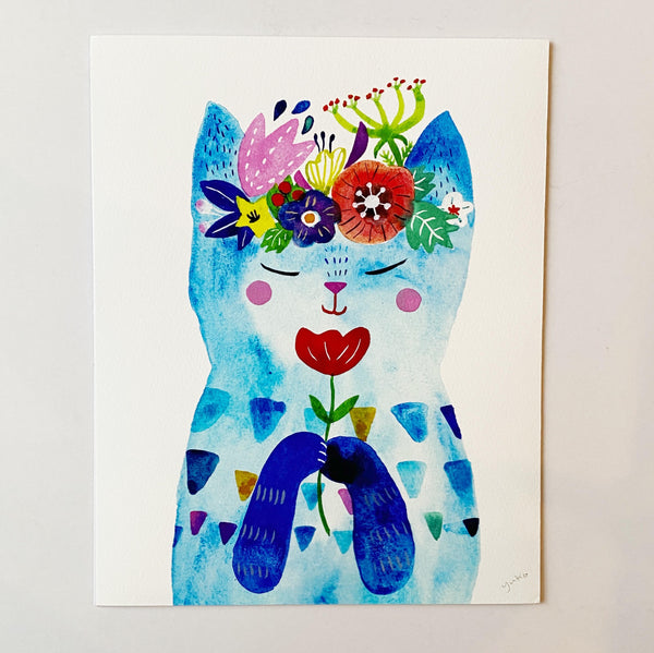 Floral Cat Art Print