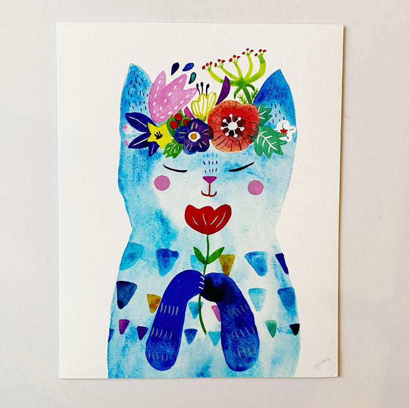 Floral Cat Art Print
