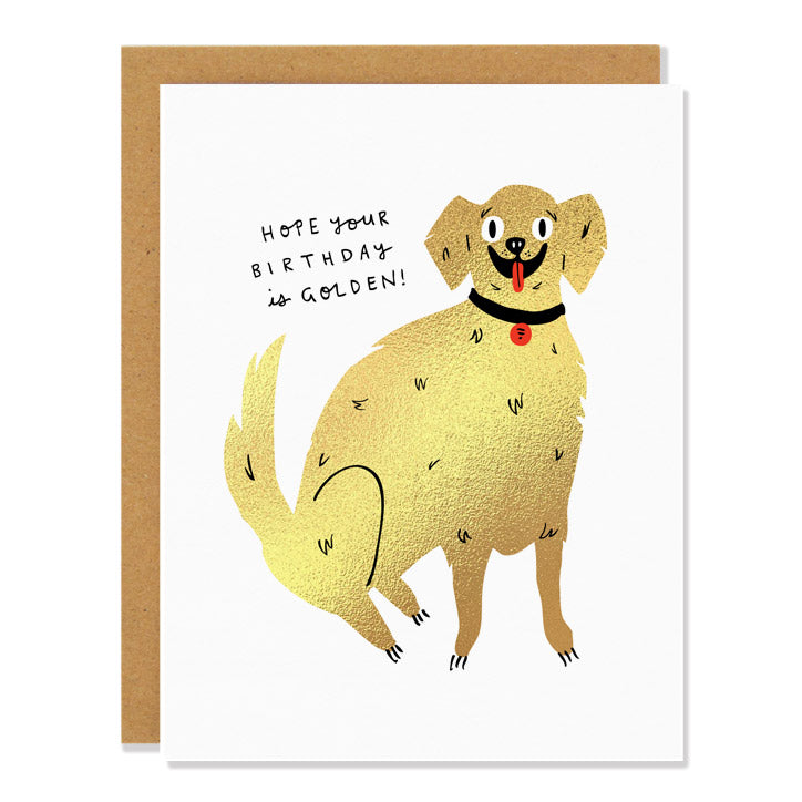 birthday card with golden retriever