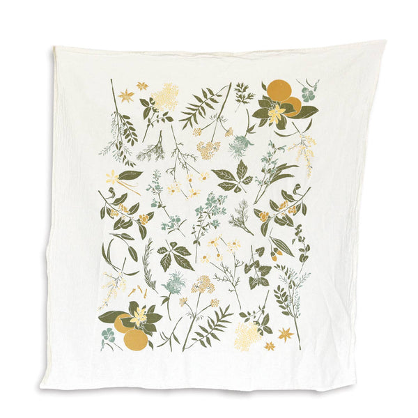 tea towel featuring herbal garden