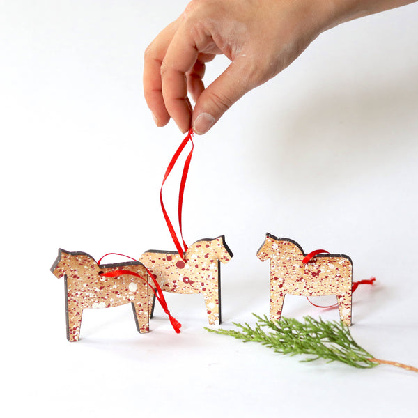 Splatter Paint Maple Horse Ornament