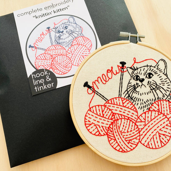 Knittin' Kitten Embroidery Kit