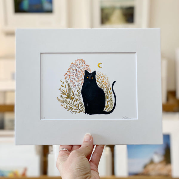 black cat art print