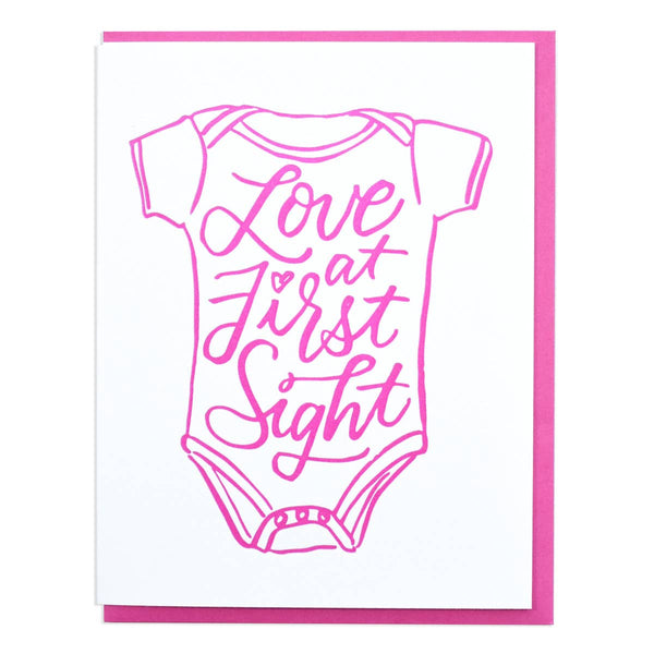 Love at First Sight Baby Card in pink