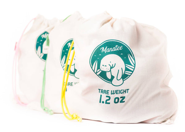 Set of three organic produce bags