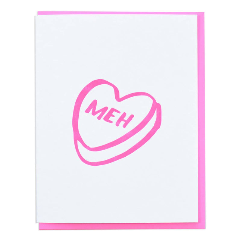 Meh candy heart card