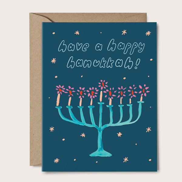 hanukkah card wtih menorah