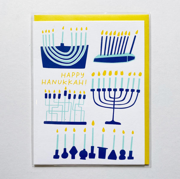 hanukkah card with menorahs 