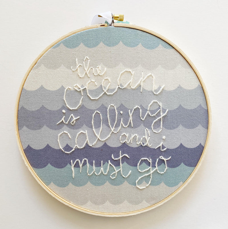 Ocean is Calling Hand-Stitched Embroidery Decor