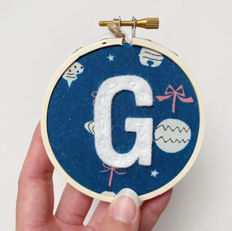 Initial Christmas Ornament - Retro Ornaments in Blue