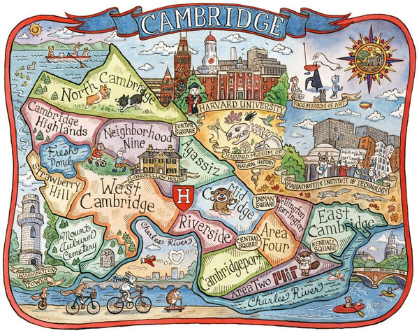 Cambridge Neighborhoods Map Print