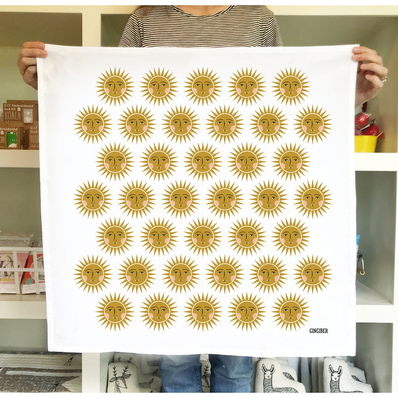 tea towel with sun pattern