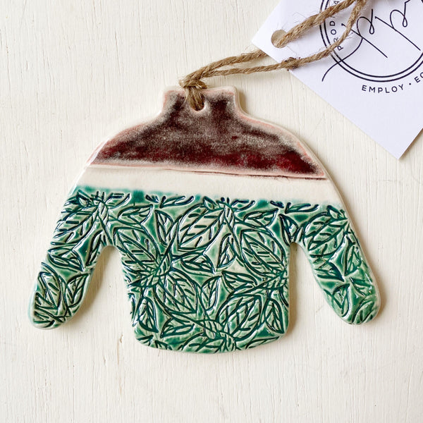 Ceramic sweater Christmas ornament