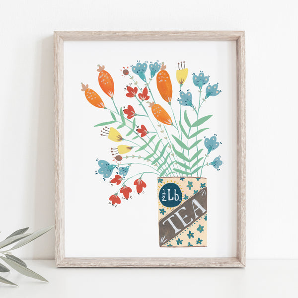Tea Tin with Flowers 8x10 Art Print