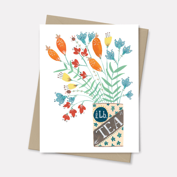 Tea Tin and Florals Greeting Card