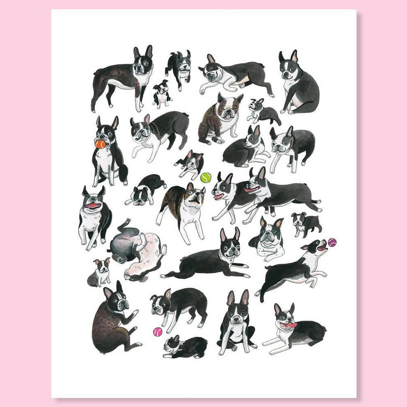 Art print featuring boston terriers