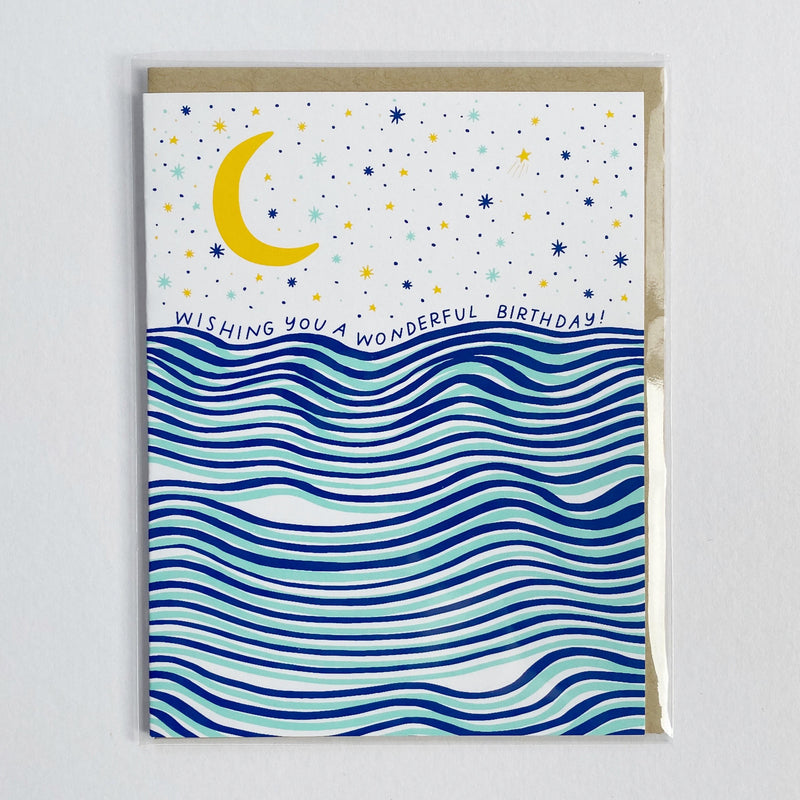 Birthday Card with waves and moon